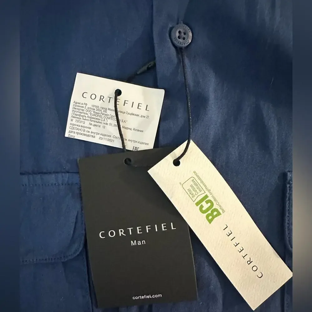 NWT Cortefiel Men's Blue Short Sleeve Shirt